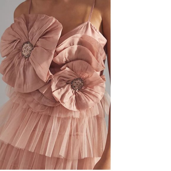 Anthropologie Kavita Bhartia Rosette Tiered Tulle Gown - Picture 2 of 4